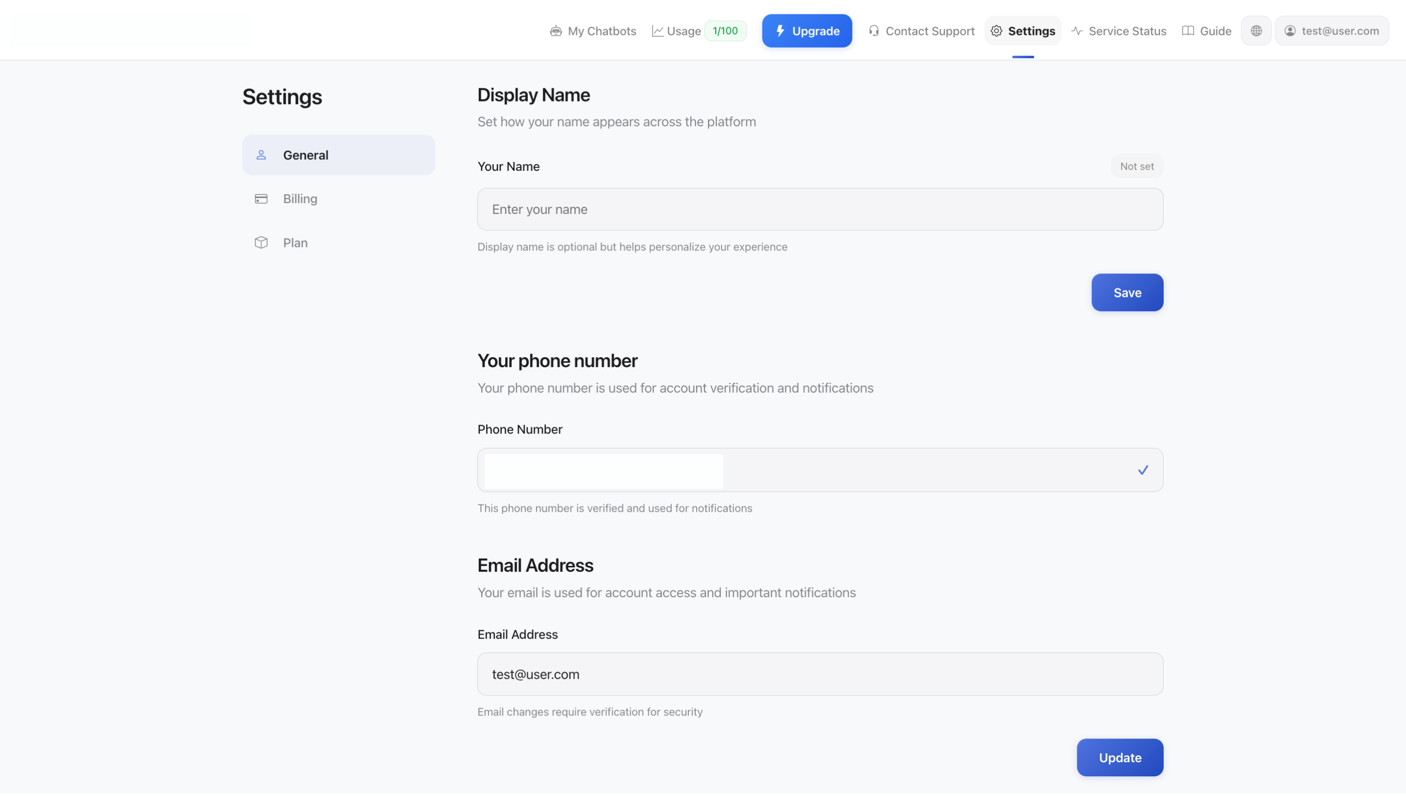 Account Settings - General