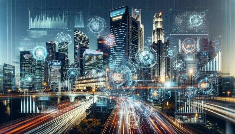 AI analyzing stock market data on a futuristic digital interface